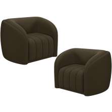 Kit 02 Poltronas Decorativa Para Sala De Estar Lazio M03 Veludo Marrom - Lyam Decor