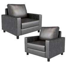 Kit 02 Poltronas Decorativa Para Sala De Estar Malta L02 Couríssimo Preto Brilho - Lyam Decor