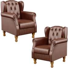 Kit 02 Poltronas Decorativa Para Sala De Estar Yara P02 Couríssimo Marrom - Lyam Decor
