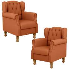Kit 02 Poltronas Decorativa Para Sala De Estar Yara P02 Tecido Terracota - Lyam Decor