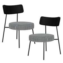 Kit 02 Poltronas Decorativa Sala De Estar Fixa Londres L02 Couríssimo Preto Pied Poule - Lyam Decor