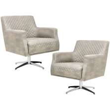 Kit 02 Poltronas Decorativas Base Evo Diva D02 Tressê Linho Champagne Mesclado D-478 - Lyam Decor