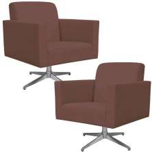 Kit 02 Poltronas Decorativas Base Giratória Para Sala de Estar Helô L02 Suede Rosê - Lyam Decor