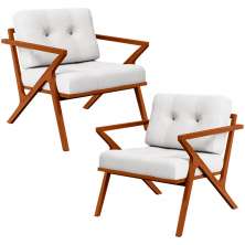 Kit 02 Poltronas Decorativas Com Cintas De Corano Laís B04 Facto Branco - Lyam Decor