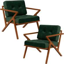 Kit 02 Poltronas Decorativas Com Cintas De Corano Laís B04 Facto Verde Musgo - Lyam Decor
