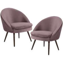 Kit 02 Poltronas Decorativas Fixa Pés Palito Rafa D02 Veludo Rosê C-305 - Lyam Decor
