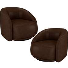 Kit 02 Poltronas Decorativas Giratória Angelina M03 Couríssimo Marrom - Lyam Decor