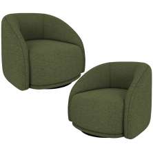 Kit 02 Poltronas Decorativas Giratória Angelina M03 Linho Verde - Lyam Decor