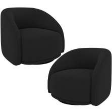 Kit 02 Poltronas Decorativas Giratória Angelina M03 Veludo Preto - Lyam Decor