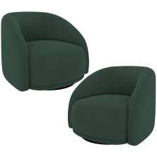 Kit 02 Poltronas Decorativas Giratória Angelina M03 Veludo Verde Musgo - Lyam Decor