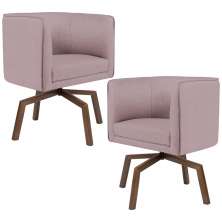 Kit 02 Poltronas Decorativas Giratória Base Ka Betina D02 Veludo Rosê B-305 - Lyam Decor