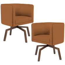 Kit 02 Poltronas Decorativas Giratória Base Ka Betina D02 Veludo Telha B-262 - Lyam Decor