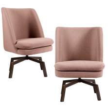 Kit 02 Poltronas Decorativas Giratória Base Ka Pérsia D02 Algodão Rosa C-105 - Lyam Decor