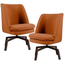 Kit 02 Poltronas Decorativas Giratória Base Ka Pérsia D02 Veludo Telha B-262 - Lyam Decor