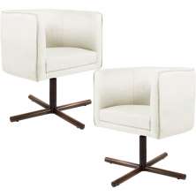 Kit 02 Poltronas Decorativas Giratória Base X Betina D02 Veludo Bege B-309 - Lyam Decor