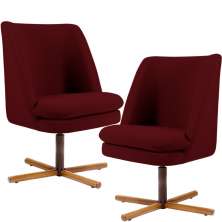 Kit 02 Poltronas Decorativas Giratória Base X Pérsia D02 Veludo Marsala B-278 - Lyam Decor