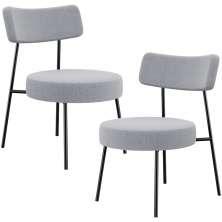 Kit 02 Poltronas Decorativas Para Sala De Estar Base Fixa Londres L02 Bouclê Cinza - Lyam