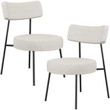 Kit 02 Poltronas Decorativas Para Sala De Estar Base Fixa Londres L02 Bouclê Cru - Lyam