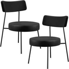 Kit 02 Poltronas Decorativas Para Sala De Estar Base Fixa Londres L02 Couríssimo Preto - Lyam Decor