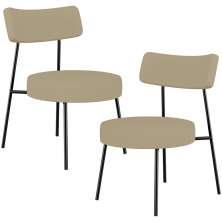 Kit 02 Poltronas Decorativas Para Sala De Estar Base Fixa Londres L02 Linho Bege Escuro - Lyam