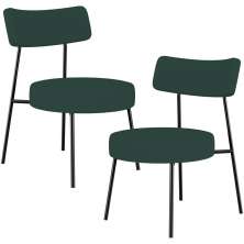 Kit 02 Poltronas Decorativas Para Sala De Estar Base Fixa Londres L02 Linho Verde Musgo - Lyam