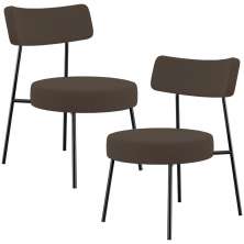 Kit 02 Poltronas Decorativas Para Sala De Estar Base Fixa Londres L02 Suede Marrom - Lyam