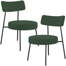 Kit 02 Poltronas Decorativas Para Sala De Estar Base Fixa Londres L02 Suede Verde Musgo - Lyam
