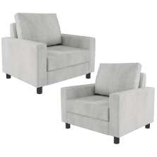 Kit 02 Poltronas Decorativas Para Sala De Estar E Recepção Malta L02 Linho Cinza - Lyam Decor