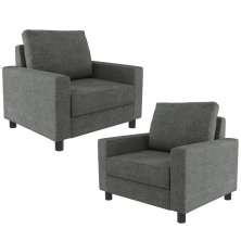 Kit 02 Poltronas Decorativas Para Sala De Estar E Recepção Malta L02 Linho Cinza Escuro - Lyam Decor