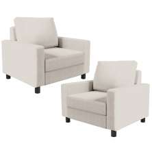 Kit 02 Poltronas Decorativas Para Sala De Estar E Recepção Malta L02 Linho Cru - Lyam Decor