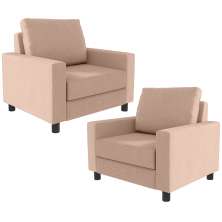 Kit 02 Poltronas Decorativas Para Sala De Estar E Recepção Malta L02 Linho Rosê - Lyam Decor