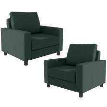 Kit 02 Poltronas Decorativas Para Sala De Estar E Recepção Malta L02 Linho Verde Musgo - Lyam Decor