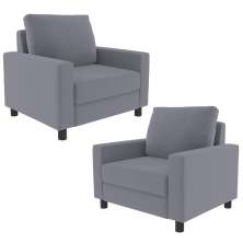 Kit 02 Poltronas Decorativas Para Sala De Estar E Recepção Malta L02 Suede Cinza - Lyam Decor