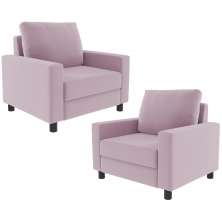Kit 02 Poltronas Decorativas Para Sala De Estar E Recepção Malta L02 Suede Rosê - Lyam Decor