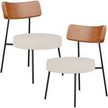 Kit 02 Poltronas Decorativas Para Sala De Estar Fixa Londres L02 Couríssimo Camel Linho Cru - Lyam