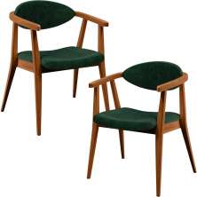Kit 02 Poltronas Decorativas Para Sala de Estar Cecília L02 Facto Verde Musgo - Lyam Decor