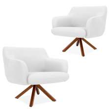 Kit 02 Poltronas Decorativas Para Sala de Estar Jade D02 Corano Branco C-12 - Lyam Decor