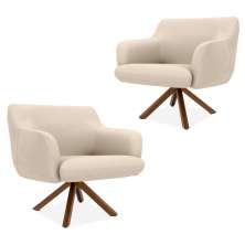Kit 02 Poltronas Decorativas Para Sala de Estar Jade D02 Veludo Liso C-309 - Lyam Decor