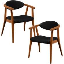 Kit 02 Poltronas Decorativas Para Sala de Estar Jantar Cecília L02 Couríssimo Preto - Lyam Decor