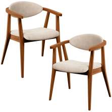 Kit 02 Poltronas Decorativas Para Sala de Estar Jantar Cecília L02 Suede Bege - Lyam Decor