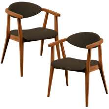 Kit 02 Poltronas Decorativas Para Sala de Estar Jantar Cecília L02 Suede Marrom - Lyam Decor