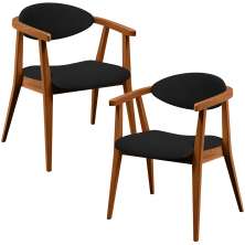 Kit 02 Poltronas Decorativas Para Sala de Estar Jantar Cecília L02 Suede Preto - Lyam Decor