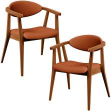 Kit 02 Poltronas Decorativas Para Sala de Estar Jantar Cecília L02 Tecido Terracota - Lyam Decor