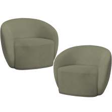 Kit 02 Poltronas Decorativas Para Sala de Estar Living Gliese K01 Bouclê Verde - Lyam Decor