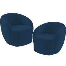 Kit 02 Poltronas Decorativas Para Sala de Estar Living Gliese K01 Veludo Azul Marinho - Lyam Decor