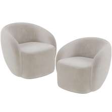 Kit 02 Poltronas Decorativas Para Sala de Estar Living Gliese K01 Veludo Bege - Lyam Decor