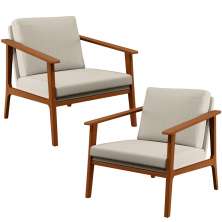 Kit 02 Poltronas Decorativas Para Sala de Estar Petra B04 Linho Cru - Lyam Decor