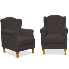 Kit 02 Poltronas Decorativas Para Sala de Estar Yara P02 Suede Marrom - Lyam Decor
