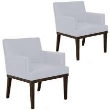 Kit 02 Poltronas Decorativas Para Sala de Estar e Recepção Beatriz W01 Corino Branco - Lyam Decor