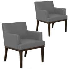Kit 02 Poltronas Decorativas Para Sala de Estar e Recepção Beatriz W01 Corino Cinza - Lyam Decor